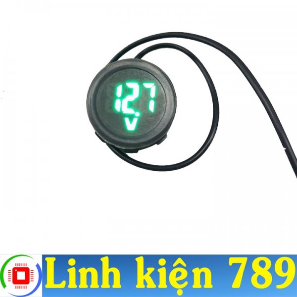 Đồng hồ đo điện áp 4-100VDC hình tròn 30mm Xanh lá chống nước